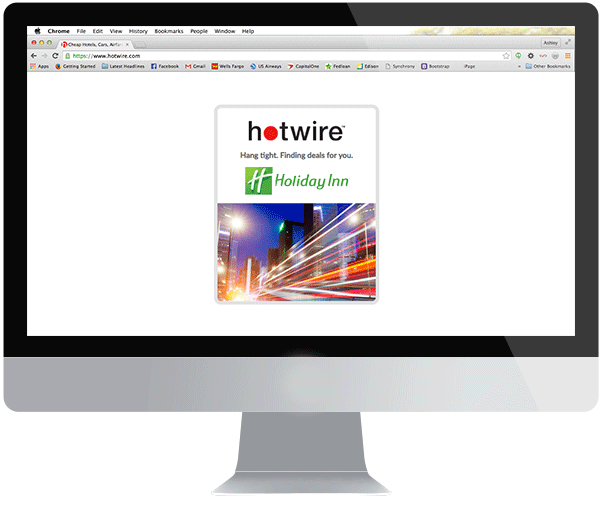Computer with Hotwire Holiday Inn Advertising
